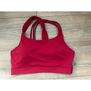 Athleta Sport Bra Solid‎  Crossed Straps On The Back Red Size Small
